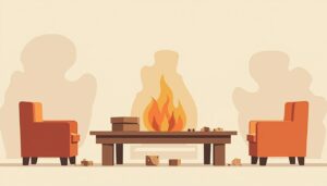 Minimalistische illustratie van een 'Shut the Box' spelset op een tafel.